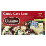 Holiday Green Tea, Candy Cane Lane®, без кофеина, 18 чайных пакетиков, 35 г (1,2 унции) — Celestial Seasonings