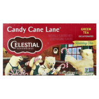 Holiday Green Tea, Candy Cane Lane®, без кофеина, 18 чайных пакетиков, 35 г (1,2 унции) — Celestial Seasonings