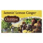 травяной чай, Jammin', лимон и имбирь, без кофеина, 20 чайных пакетиков, 45 г (1,6 унции) — Celestial Seasonings