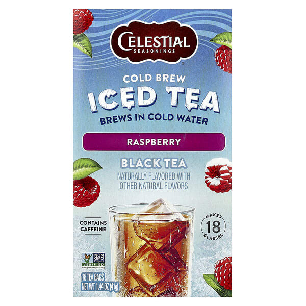ces54668_v_38.jpg Cold Brew Iced Tea, черный чай, малина, 18 чайных пакетиков, 41 г (1,44 унции) — Celestial Seasonings