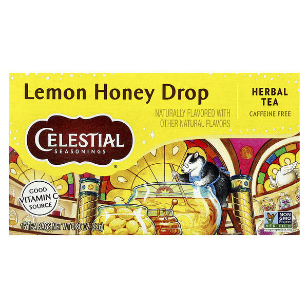 ces54989_v_42.jpg Herbal Tea, лимонно-медовые капли, без кофеина, 16 чайных пакетиков, 22 г (0,8 унции) — Celestial Seasonings