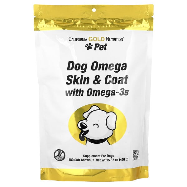 cfa02543_v_6.jpg Pet, омега-3 для поддержки кожи и шерсти собак, 180 жевательных таблеток, 450 г (15,87 унции) — California Gold Nutrition