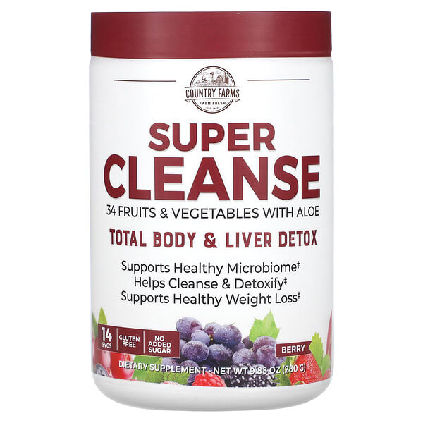 cfm09831_v_12.jpg Super Cleanse, с ягодным вкусом, 280 г (9,88 унции) — Country Farms