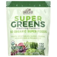 Super Greens, подщелачивающая формула, без добавок, 900 г (31,8 унции) — Country Farms