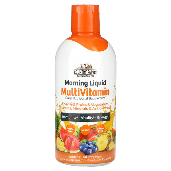 cfm13426_v_8.jpg Morning Liquid Multivitamin, тропические фрукты, 946 мл (32 жидк. унц.) — Country Farms