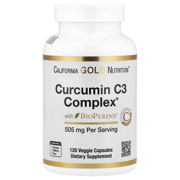 cgn00940_v_184.jpg Curcumin C3 Complex®, комплекс куркумина из куркумы с экстрактом чёрного перца BioPerine®, повышенная биодоступность, 120 растительных капсул — California Gold Nutrition