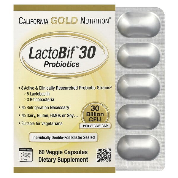 cgn00965_v_302.jpg LactoBif® 30, пробиотики, 30 млрд КОЕ, 60 растительных капсул — California Gold Nutrition