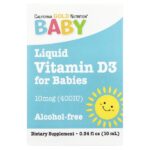 витамин D3 для детей в каплях, 10 мкг (400 МЕ), 10 мл — California Gold Nutrition