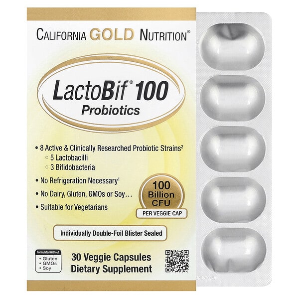 cgn01053_v_169.jpg LactoBif® 100, пробиотики, 100 млрд КОЕ, 30 растительных капсул — California Gold Nutrition