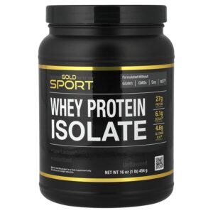 Sport, изолят сывороточного протеина, без добавок, 454 г (1 фунт) — California Gold Nutrition