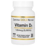 витамин D3, 125 мкг (5000 МЕ), 90 капсул из рыбьего желатина — California Gold Nutrition
