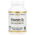 витамин D3, 125 мкг (5000 МЕ), 360 капсул из рыбьего желатина — California Gold Nutrition