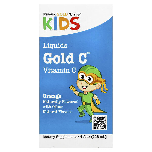 cgn01099_v_223.jpg Kids Gold C™, жидкий витамин С для детей, со вкусом апельсина, 118 мл — California Gold Nutrition