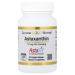 астаксантин, чистый исландский продукт AstaLif, 12 мг, 30 растительных мягких таблеток — California Gold Nutrition