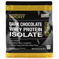 Sport, изолят сывороточного протеина со вкусом тёмного шоколада, 907 г (2 фунта) — California Gold Nutrition