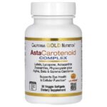 AstaCarotenoid, комплекс с лютеином, ликопином, астаксантином и витамином A, 30 вегетарианских капсул — California Gold Nutrition