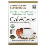 CafeCeps, сертифицированный органический растворимый кофе с порошком из грибов кордицепс и рейши, 30 пакетиков по 2,2 г (0,08 унции) — California Gold Nutrition