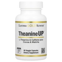 TheanineUP™, L-теанин, кофеин, какао и матча, 60 растительных капсул — California Gold Nutrition