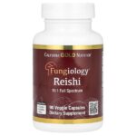 рейши (Ganoderma lucidum), полный спектр, сертифицированный органический продукт, 90 растительных капсул (600 мг в 1 растительной капсуле) — California Gold Nutrition