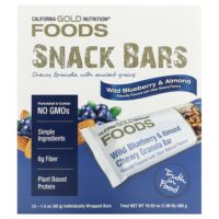 Foods, жевательные батончики-мюсли с дикой голубикой и миндалем, 12 шт. по 40 г (1,4 унции) — California Gold Nutrition