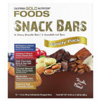 FOODS, батончики-снеки, ассорти вкусов, 12 батончиков по 40 г (1,4 унции) — California Gold Nutrition
