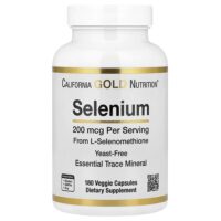 селен, бездрожжевой, 200 мкг, 180 вегетарианских капсул — California Gold Nutrition