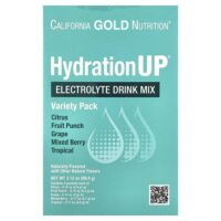 HydrationUP®, смесь для приготовления напитка с электролитами, с лактатом кальция, витаминами C и E, ассорти вкусов, 20 пакетиков по 4–4,8 г (0,14–0,17 унции) — California Gold Nutrition