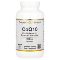 коэнзим Q10 с экстрактом чёрного перца Bioperine®, 200 мг, 360 растительных капсул — California Gold Nutrition
