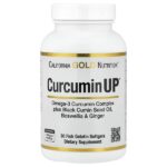 CurcuminUP™ с комплексом куркумина и омега-3, маслом из семян чёрного тмина, босвеллией и имбирём, 90 капсул из рыбьего желатина — California Gold Nutrition
