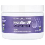 HydrationUP®, смесь для приготовления электролитического напитка с кальцием, калием, витамином C и витамином E, со вкусом винограда, 227 г (8 унций) — California Gold Nutrition