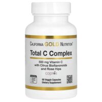 Total C Complex, комплекс с аскорбиновой кислотой, амлой, цитрусовыми биофлавоноидами и экстрактом шиповника, 500 мг, 60 растительных капсул — California Gold Nutrition