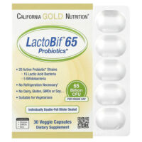LactoBif® 65, пробиотики, 65 млрд КОЕ, 30 растительных капсул — California Gold Nutrition