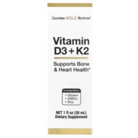 витамины D3 и K2 в виде MK4, 25 мкг (1000 МЕ), 30 мл (1 жидк. унция) — California Gold Nutrition