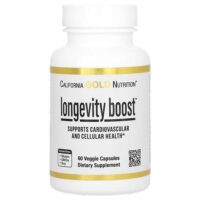 Longevity Boost с транс-ресвератролом, экстрактом листьев оливкового дерева, смесью экстрактов винограда и среднецепочечными триглицеридами, 60 растительных капсул — California Gold Nutrition