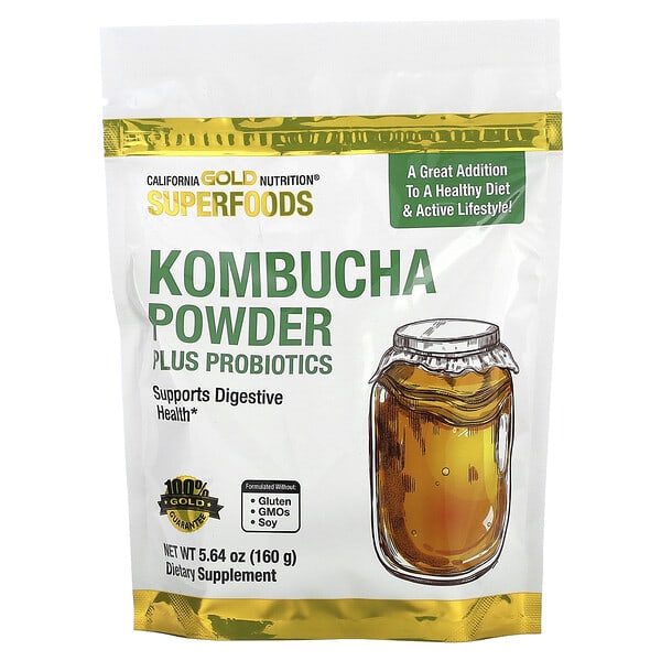 cgn02164_v_11.jpg Superfoods, комбуча в порошке с ферментированным яблочным уксусом, растворимой клетчаткой тапиоки и пробиотиками, 160 г (5,64 унции) — California Gold Nutrition