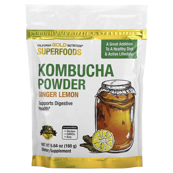 cgn02165_v_5.jpg Superfoods, комбуча в порошке, со вкусом имбиря и лимона, 160 г — California Gold Nutrition