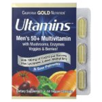 Ultamins, мультивитамины для мужчин старше 50 лет, с коэнзимом Q10, грибами, ферментами, овощами и ягодами, 60 растительных капсул — California Gold Nutrition