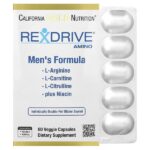 Rexdrive™ Amino, добавка для мужчин с L-аргинина гидрохлоридом, L-цитруллином, ацетил-L-карнитин аргината дигидрохлоридом и глицин пропионил-L-карнитина гидрохлоридом, 60 растительных капсул — California Gold Nutrition