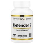 Defender 7, добавка с витаминами A, C, D3 и B6, цинком, селеном и бета-глюканом, 60 растительных капсул — California Gold Nutrition