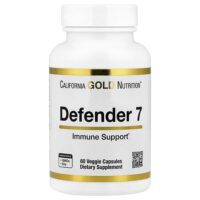 Defender 7, добавка с витаминами A, C, D3 и B6, цинком, селеном и бета-глюканом, 60 растительных капсул — California Gold Nutrition