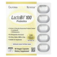 LactoBif® 100, пробиотики, 100 млрд КОЕ, 60 растительных капсул — California Gold Nutrition