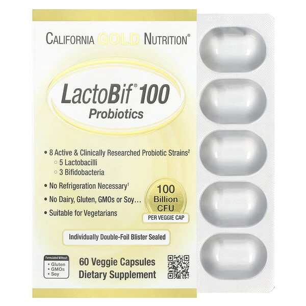 cgn02524_v_21.jpg LactoBif® 100, пробиотики, 100 млрд КОЕ, 60 растительных капсул — California Gold Nutrition
