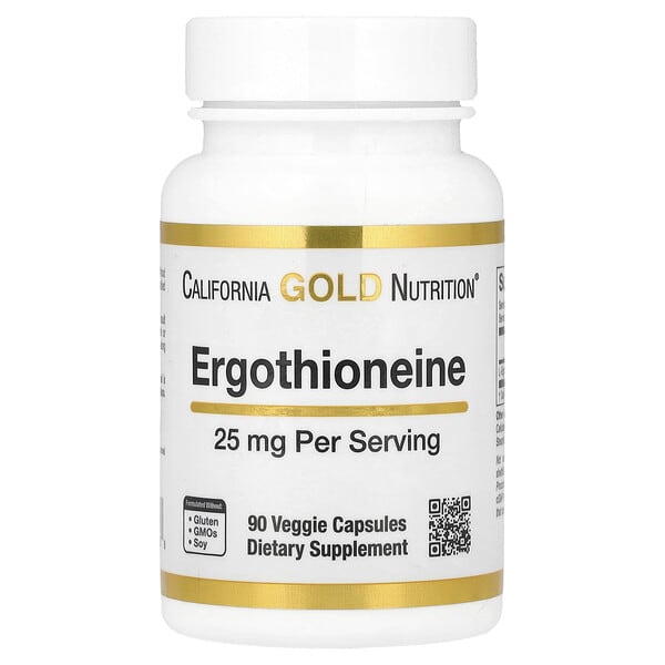 cgn02526_v_9.jpg эрготионеин, 25 мг, 90 растительных капсул — California Gold Nutrition