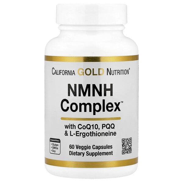 cgn02538_v_9.jpg NMNH Complex, комплекс с коэнзимом Q10, PQQ и L-эрготионеином, 60 вегетарианских капсул — California Gold Nutrition