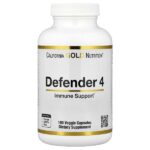 Defender 4, добавка с витаминами C и D, цинком и селеном, 180 вегетарианских капсул — California Gold Nutrition