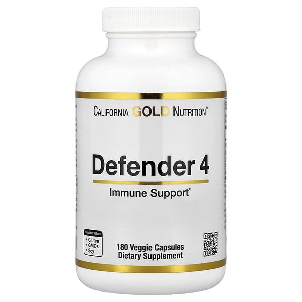 cgn02546_v_29.jpg Defender 4, добавка с витаминами C и D, цинком и селеном, 180 вегетарианских капсул — California Gold Nutrition