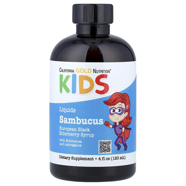 cgn02554_v_10.jpg Sambucus, сироп из бузины для детей, 120 мл (4 жидк. унции) — California Gold Nutrition