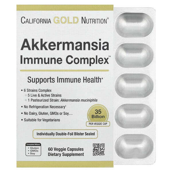cgn10007_v_21.jpg Akkermansia Immune Complex, комплекс с аккермансией для укрепления иммунитета + пробиотики, 60 растительных капсул — California Gold Nutrition