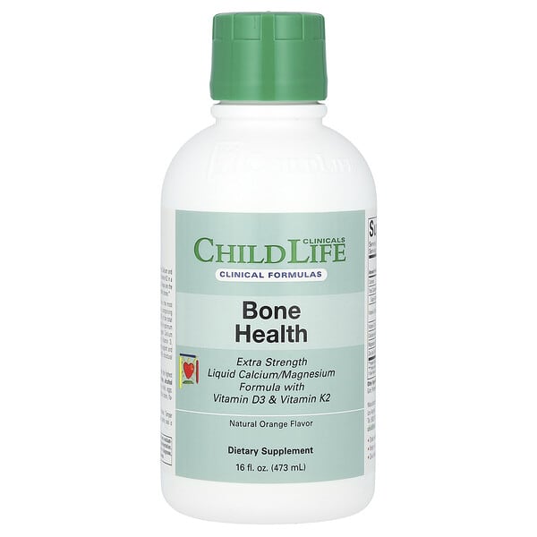 clc30702_v_24.jpg ChildLife Clinicals, жидкая добавка с кальцием, магнием, витаминами D3 и K2, с натуральным апельсиновым вкусом, 473 мл (16 жидк. унций)
