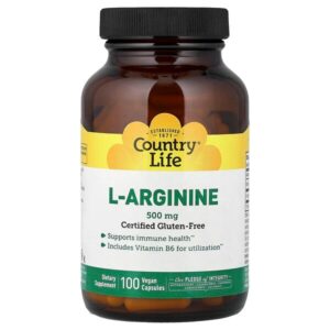 L-аргинин, 100 веганских капсул — Country Life